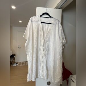La Vie En Rose Aqua Kimono with Lace Trim